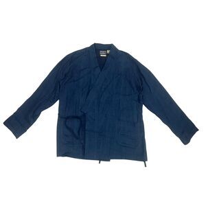 Blue Blue Japan Shirt Mens Large Indigo Linen Cotton Kimono Made Japan J5558
